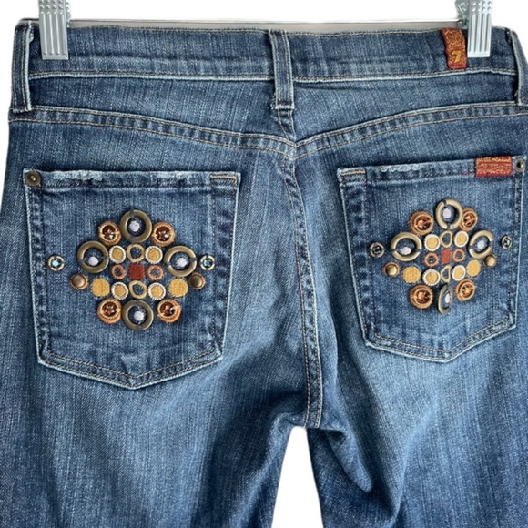 7 For All Mankind Denim - 7 for all mankind boot cut boho embellished studded gem denim jeans